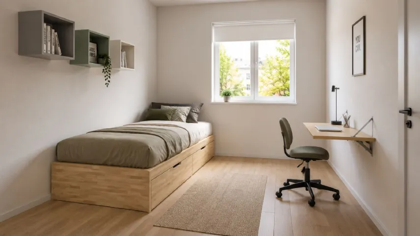 Letto contenitore singolo con cassetti e scrivania salvaspazio