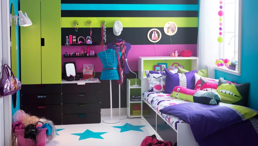 Camera per ragazzi Ikea colorata