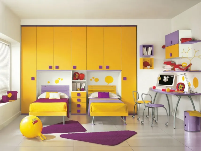 Cameretta a ponte per bambini coloratissima