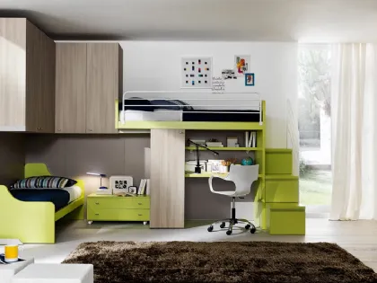 cameretta con letto a soppalco