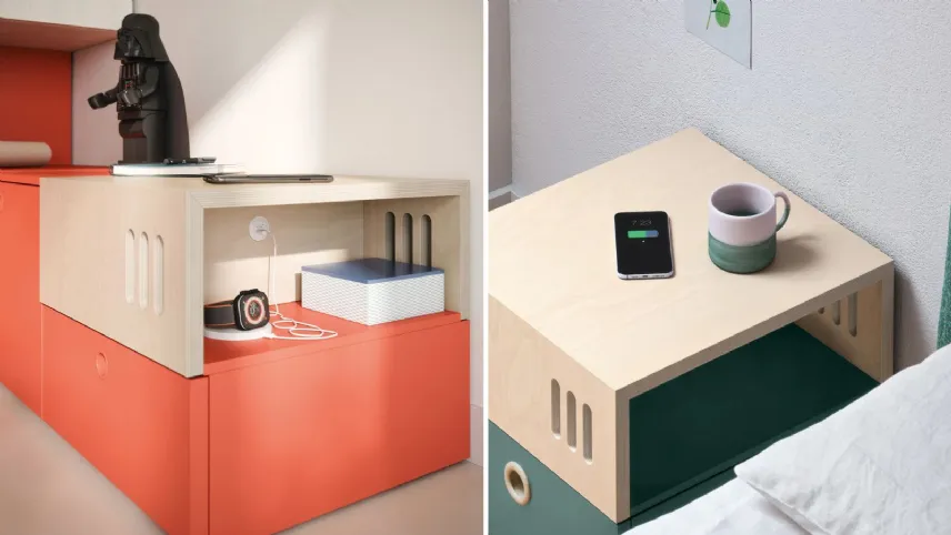 Comodino Jack di Nidi con ricarica wireless sottopiano