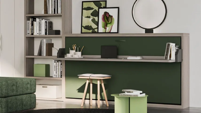 Hiro di Clever - Letto singolo a scomparsa con scrivania integrata
