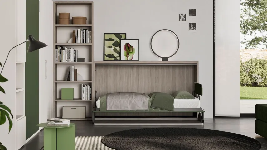 Hiro di Clever - Letto singolo a scomparsa orizzontale con scrivania integrata