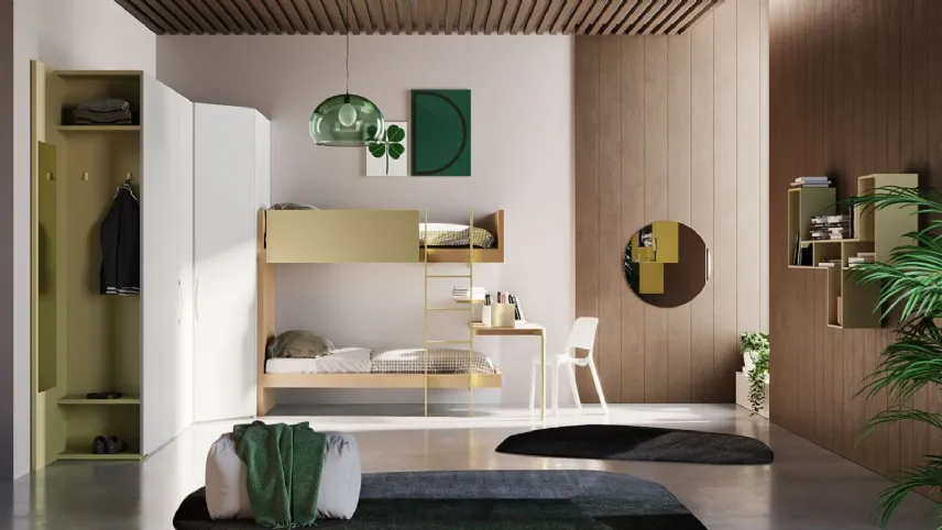 Composizione Start S24 di Clever - letto a castello completo di scrivania