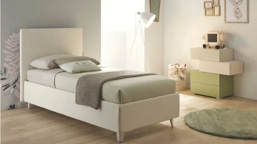 Letto singolo imbottito SC206 di Moretti Compact
