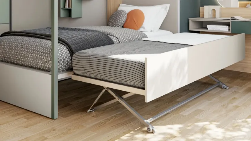 Letto Beam a baldacchino di Doimo Cytiline, un modello con secondo letto estraibile