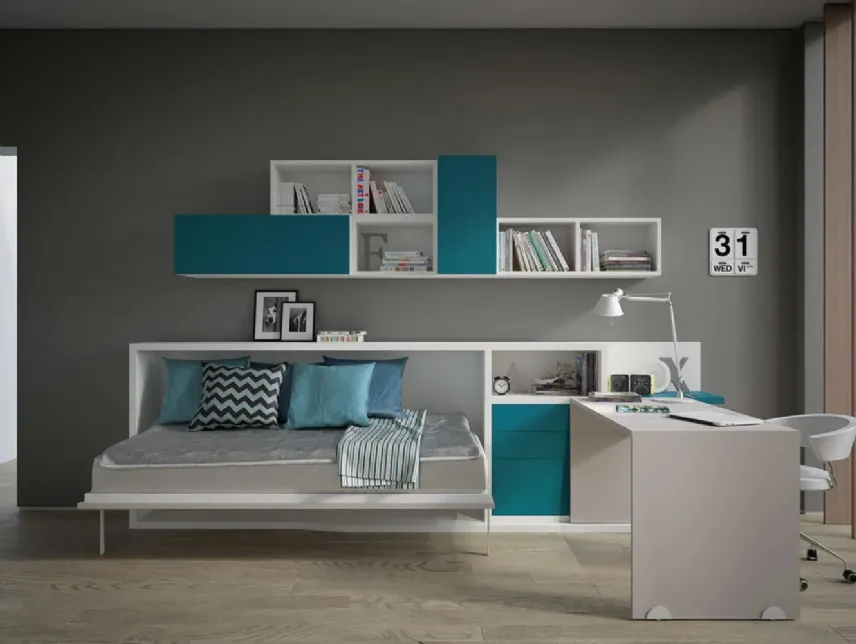 Libreria con letto a scomparsa PW17 di Marzorati Camerette